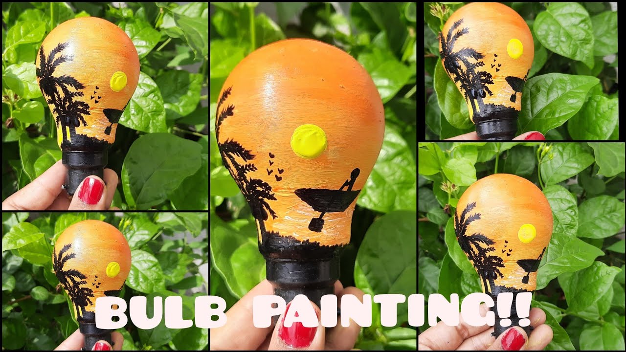 EASY BULB PAINTING 💫|tutorial|resusing old bulb|home decor|