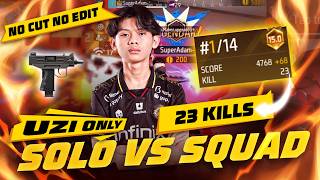 🔥23 KILLS : MINI UZI ONLY!! | SOLO VS SQUAD [INDONESIA SERVER] 🇮🇩