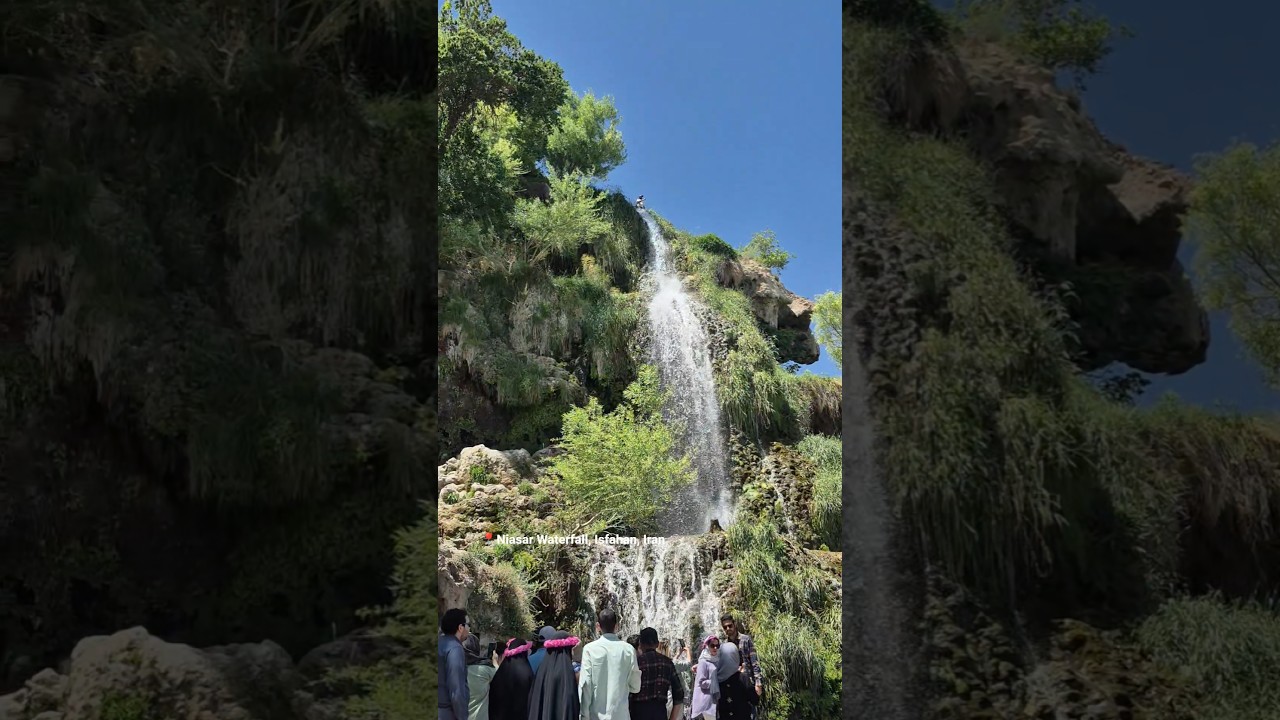 Niasar Waterfall 🏞 Where water meets roses 🌸 