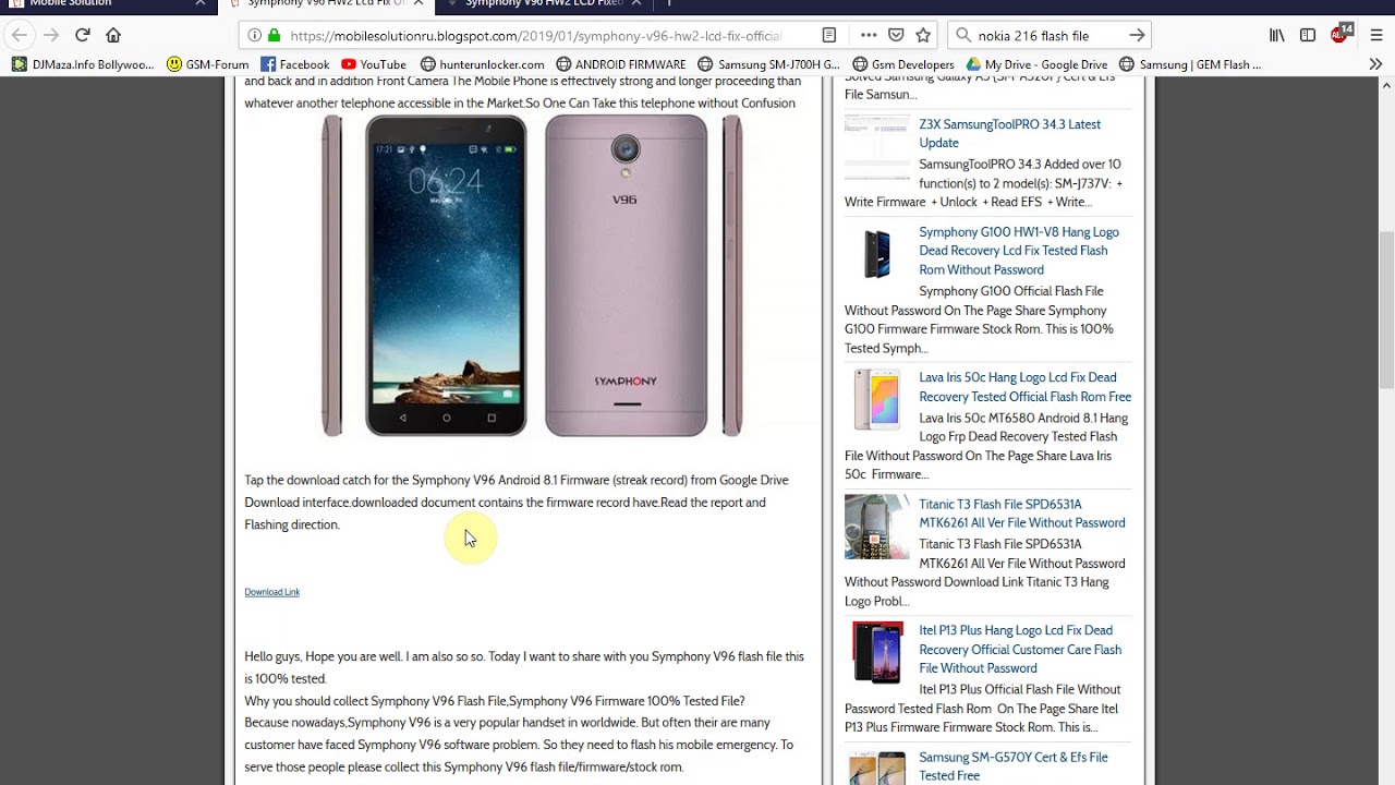 Symphony V96 Flash File Free