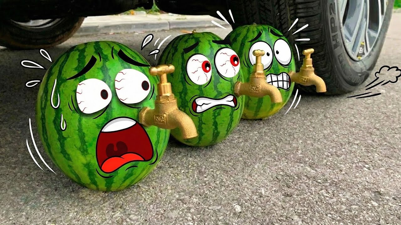 NO WAY!! Experiment Car vs Crazy Watermelon | Crushing Crunchy & Soft Things | Woa Doodland