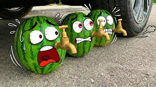 NO WAY!! Experiment Car vs Crazy Watermelon | Crushing Crunchy & Soft Things | Woa Doodland screenshot 1