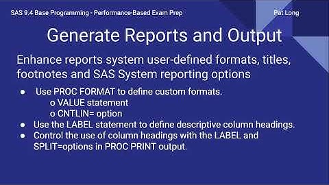 SAS 9.4 Base Programming Performance Based Exam Tutorial 2020 - Reports and Output (Part 4)