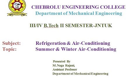 JNTUK IIIME II SEM RAC LECTURE NO 02  Summer & Winter Air Conditioning
