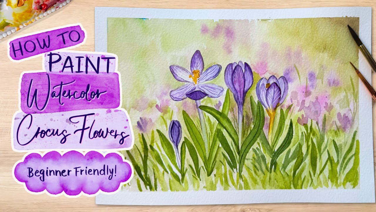 How to Paint Watercolor Crocus with a Blurred Background Tutorial ...