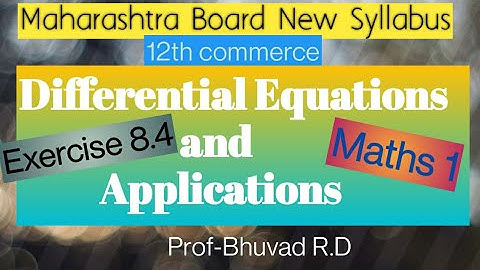 Exercise 8.4|| Differential Equations and Applications||12th commerce new syllabus.