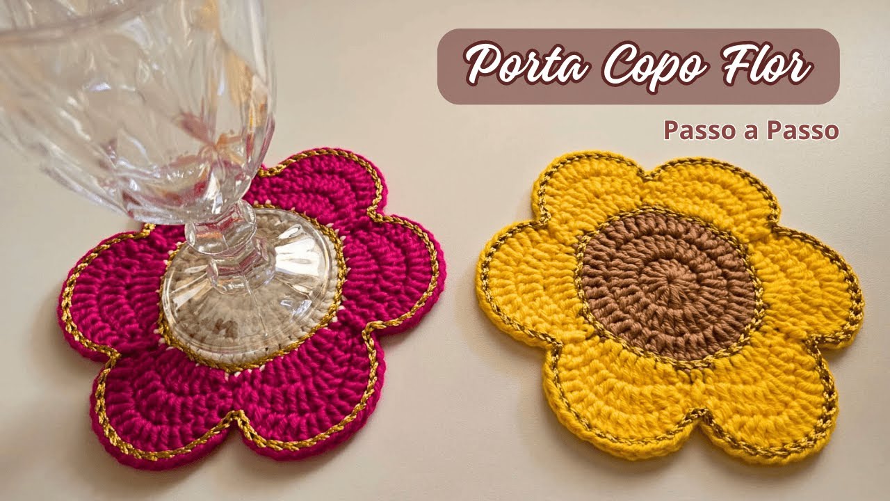 PORTA COPO FLOR DE CROCHÊ  - Passo a Passo - Alvenir Svagera