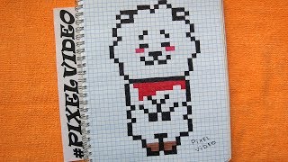 Как рисовать ЭрДжей (RJ) 알제이 из BT21 по клеточкам / Рисунки по клеточкам #pixelvideo