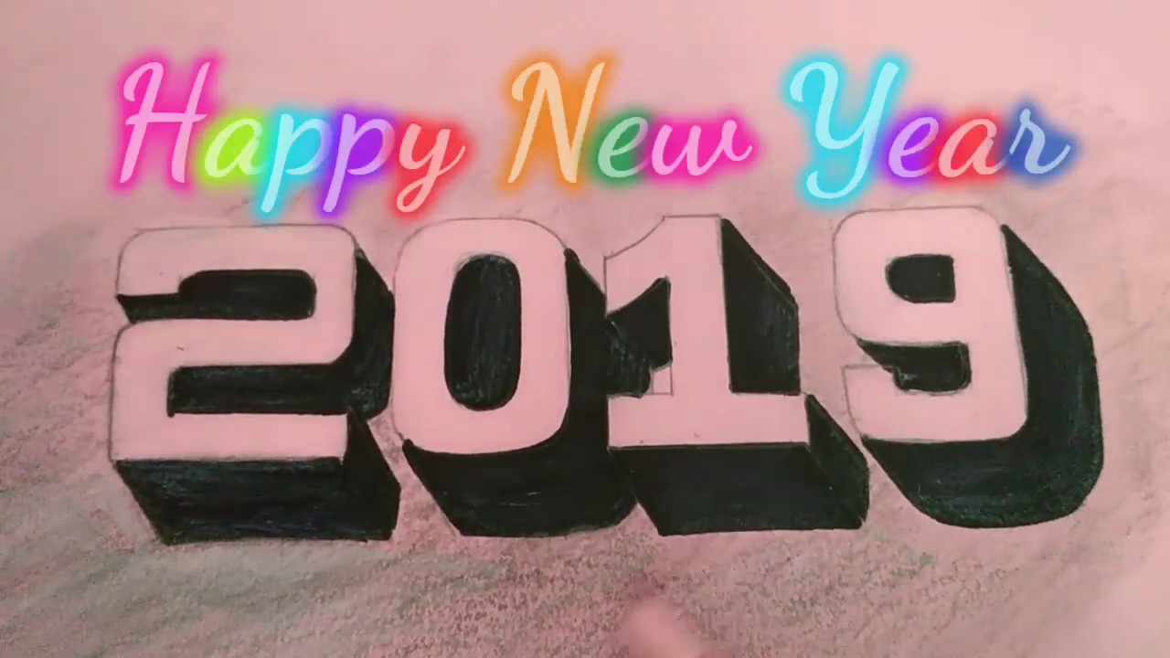 Happy New Year 2019 - Drawing 3D Number 2019 - Trick Art with Sagar Neel
