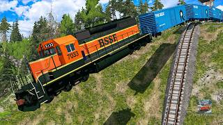 Trains vs Steep Slope #5 and Cars & Train - BeamNG.Drive screenshot 3