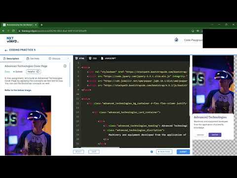 Advanced Technologies Cover Page | Bootstrap | Coding Practice 5 | NxtWave | ccbp 4.o