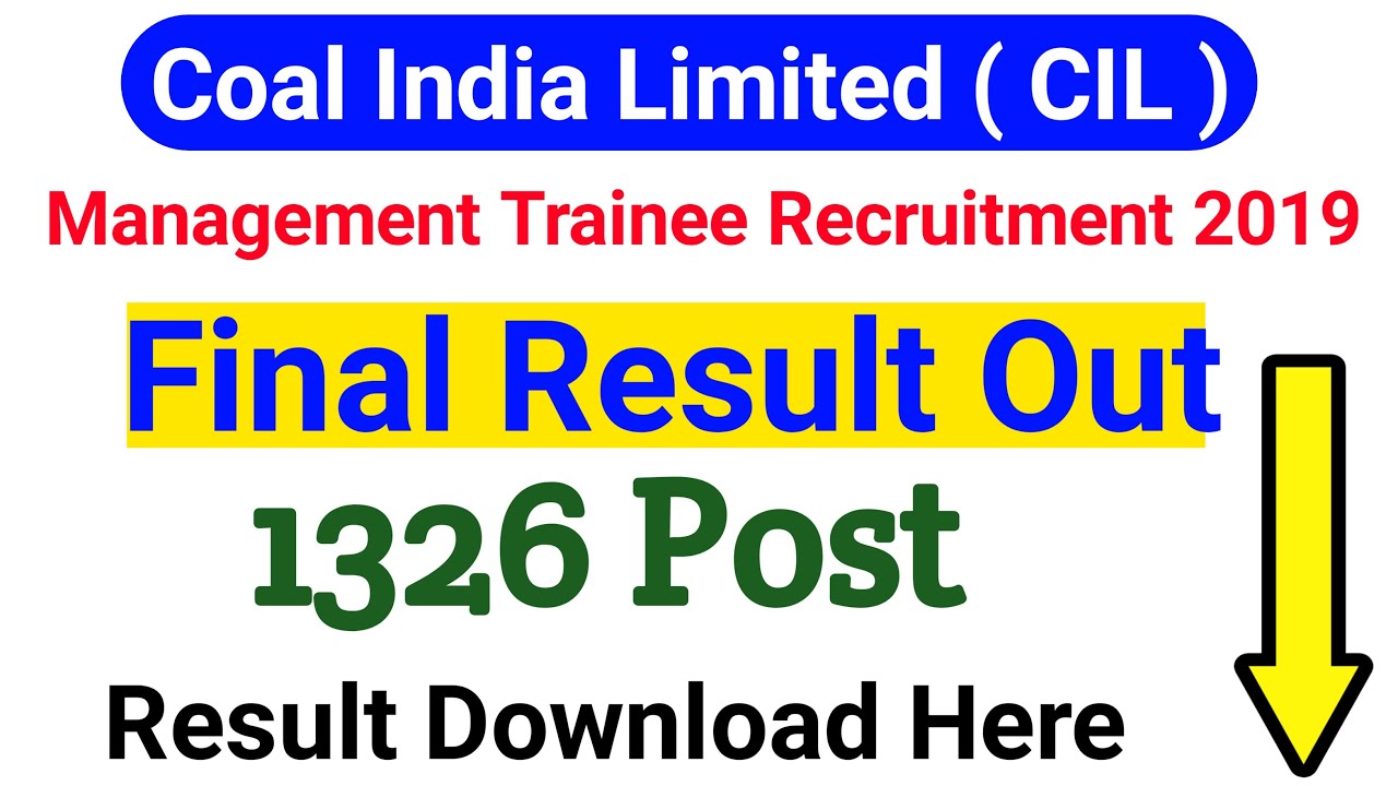 Coal Management Trainee Final Result Out || Coal MT Final Result 2021 || CIL Final Result
