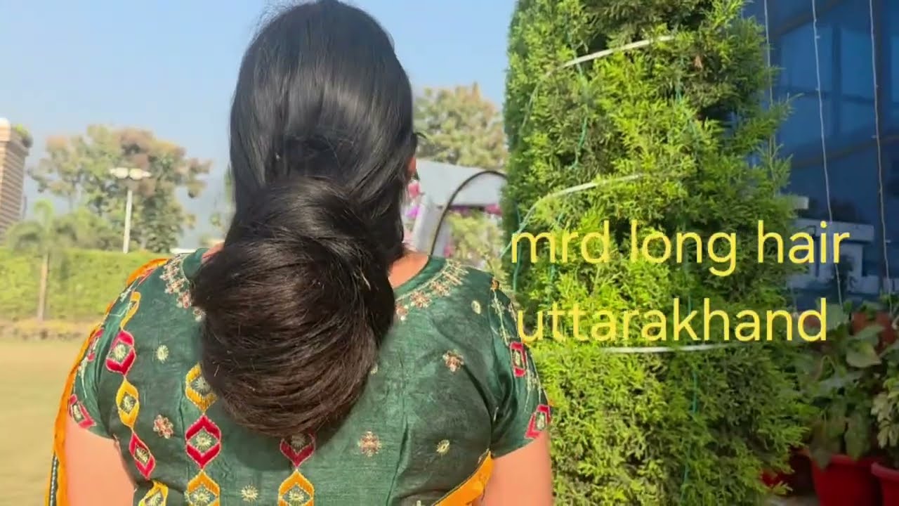 Full length long hair big bun making in garden 😍 
