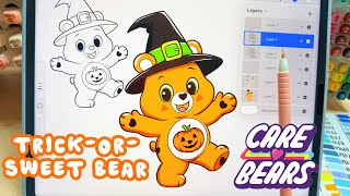 Trick-or-Sweet Bear Draw and Color with me| Care Bears | halloween bear