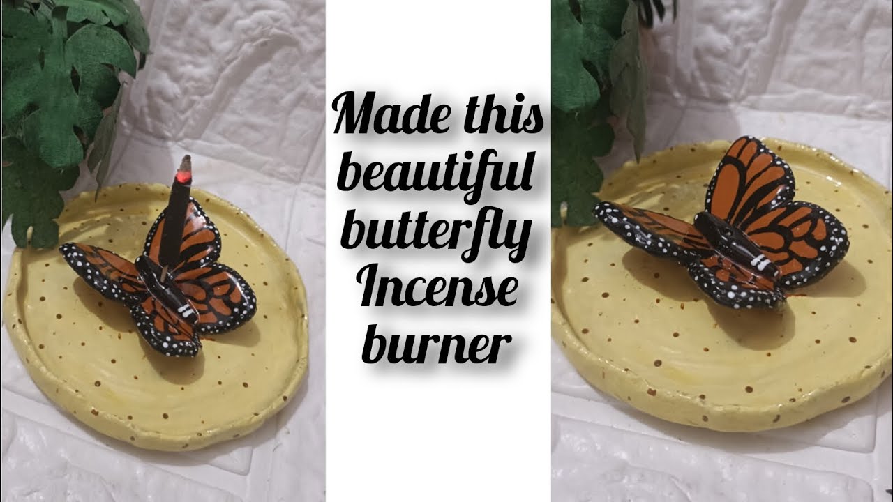 Butterfly incense burner with clay 