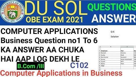 Computer Applications in Business Question no 1 To 6 ka Complete Answer | Du sol answer | Computer