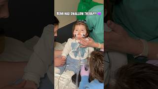 Remi had swallow therapy! 💜 #remirae #moebiussyndrome #facialparalysis #trach #gtube