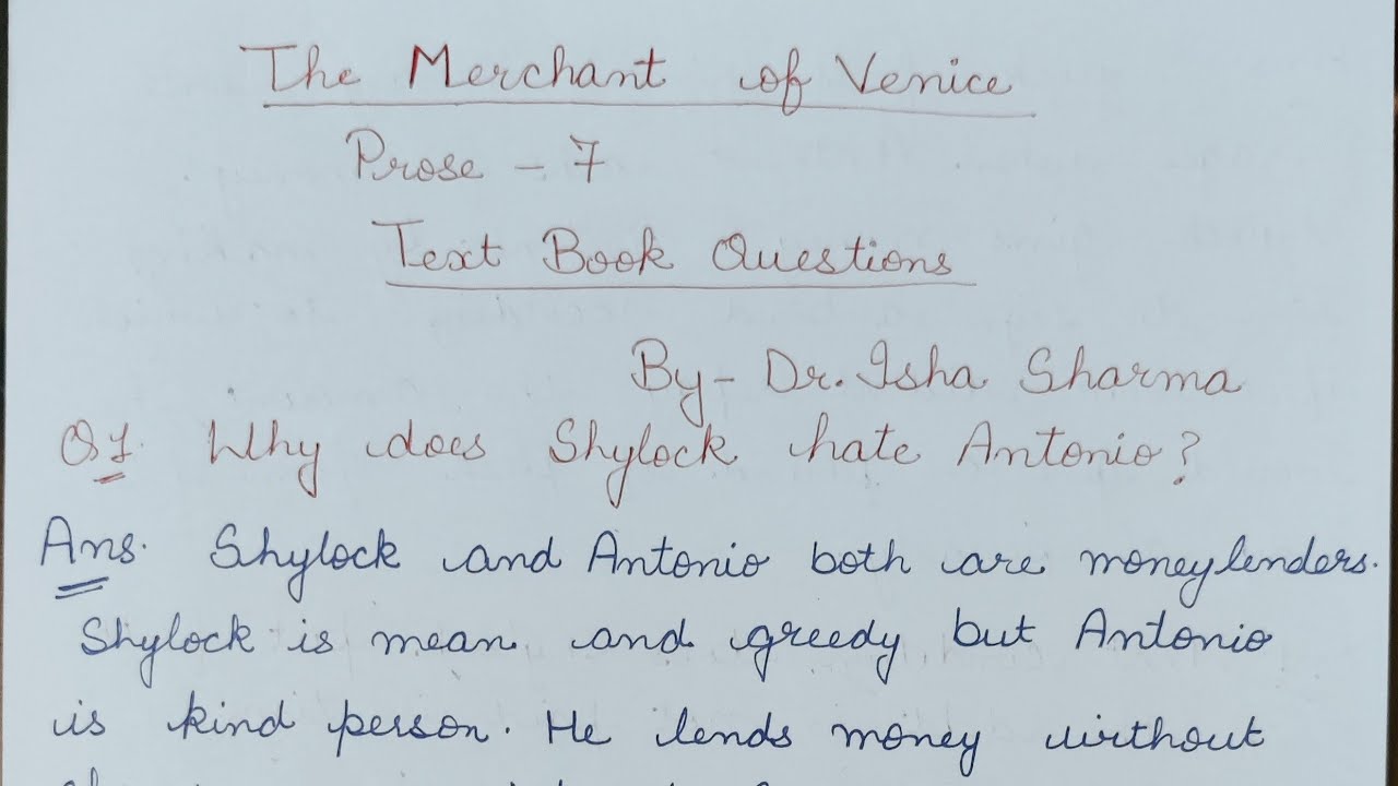 the merchant of Venice text book questions