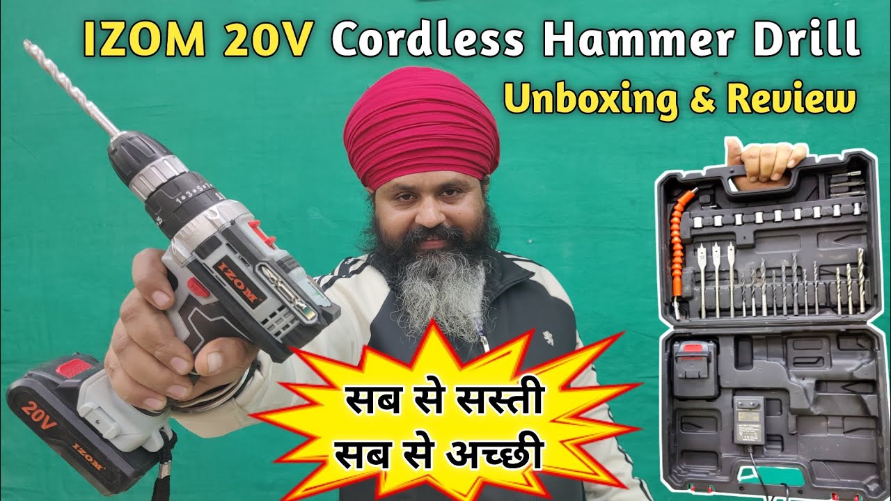 Izom 37PCS Cordless Hammer Drill Kit Unboxing & Testing Desi Machine