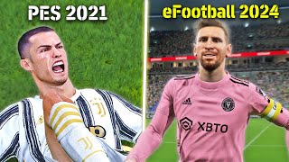 : eFootball 2024 vs PES 2021 - Direct Comparison  Graphics, Facial, Animation, Gameplay | Fujimarupes