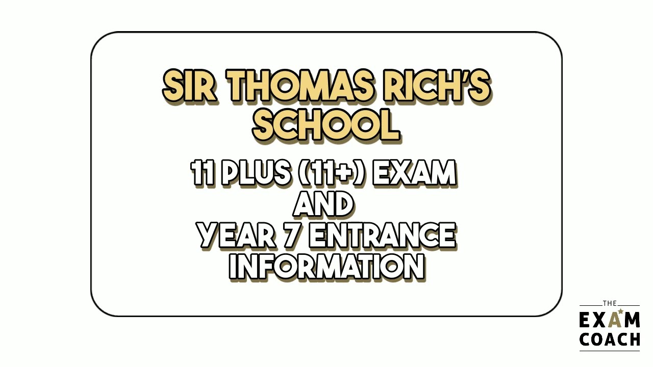 Sir Thomas Rich’s School 11+ (11 Plus) Exam Information and Admissions For Year 7 Entry