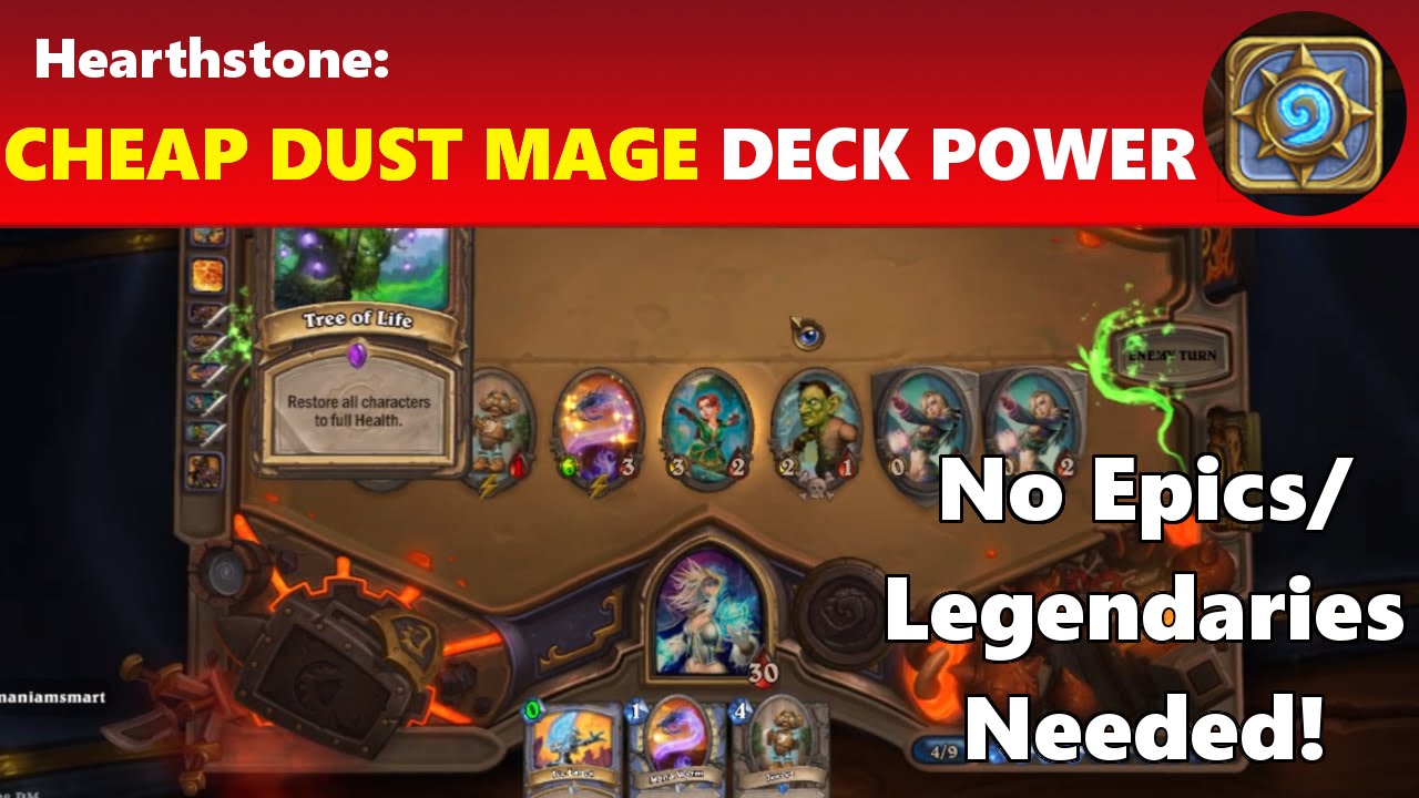Hearthstone No Legendaries or Rares Cheap Dust Tempo Mage Spell Deck Hearthstone Guide