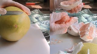 ASMR 😱 Peeling and Cutting (Shaddock)  Pomelo  #sweet #fruit  #trending #viral #satisfying #fyp