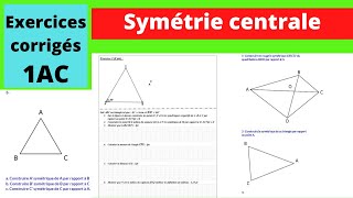 Maths biof: Symétrie centrale exercices corrigés 1ère année collège