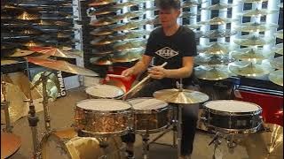 Quick demo of 3 CANOPUS Snare Drums