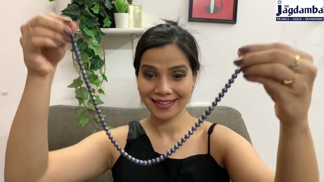 Metallic Black Pearl Necklace Set | Jagdamba Pearls | Pure pearl Jewellery | Hyderabadi Pearls