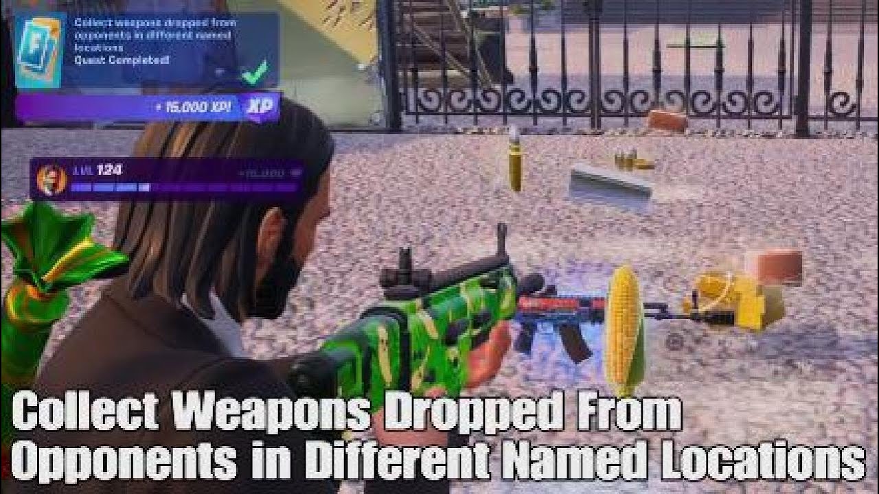 Collect Weapons Dropped From Opponents in Different Named Locations - Fortnite Weekly Quest