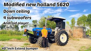 Modified New holland 5620/ 4 Subwoofers 🔊/extend bumper/monster tyre/roof ceiling/android player/