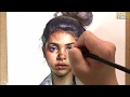 Watercolor Portrait painting demonstration of a woman / 인체수채화, 인물수채화
