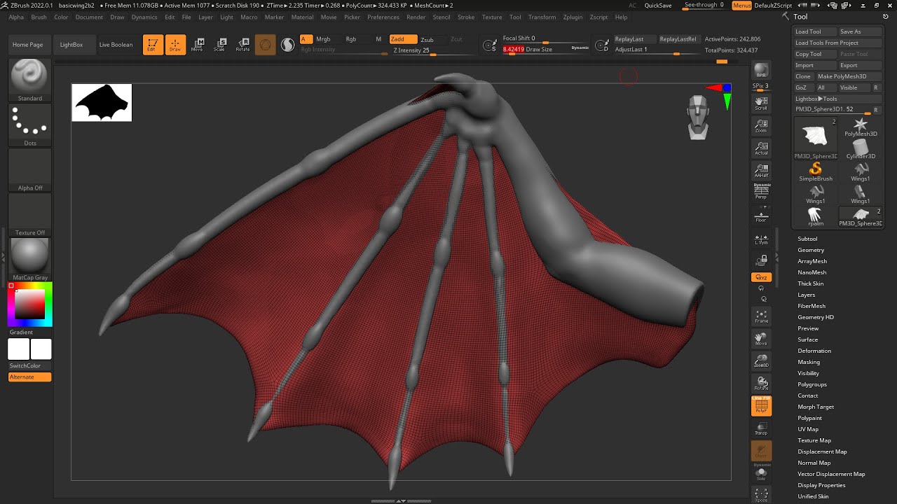 how to make a wing in zbrush