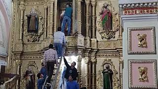 Descendimiento de la Imagen de San Juan Bautista. FIESTA PATRONAL JUNIO HUITZILAC MORELOS 2022.