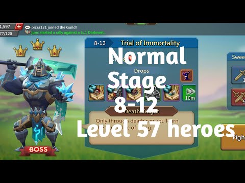 Lords mobile normal stage 8-12 f2p with level 57 heroes|Trail of immortality normal stage 8-12