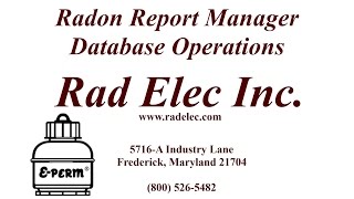 Radon Report Manager Database Operations