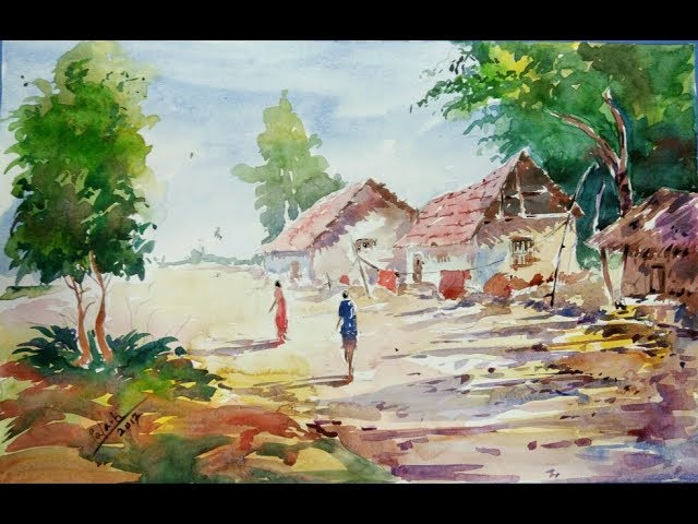 Village Scenery Drawing Tutorial | Easy Drawing with Pencil | Landscape  Drawing | Pencil Sketch Easy | by Creativecanvasbyparna | Medium