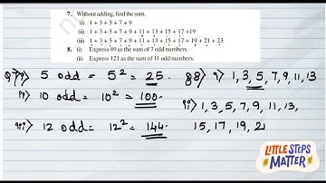 Class 8 Exercise 5.1 Q.7 and Q.8 | How to find the sum of odd numbers without Adding | CBSE | NCERT