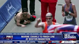 Marine crawls to finish line at Boston Marathon