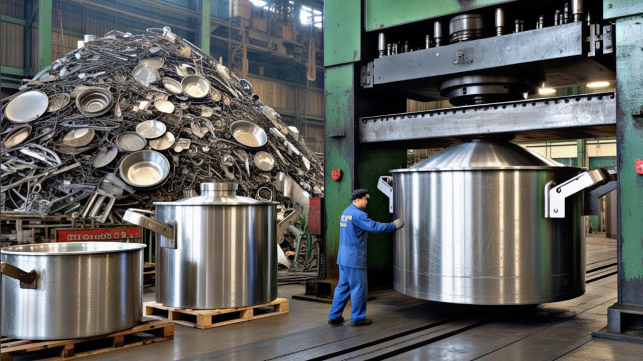 Fantastic Process of Recycling Aluminum Scrap Into HUGE Cooking Pots In Factory | How Pots Recycling