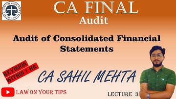 CA Final Audit Revision Series / SAudit of Consolidated Financial Statements/ Lecture 3