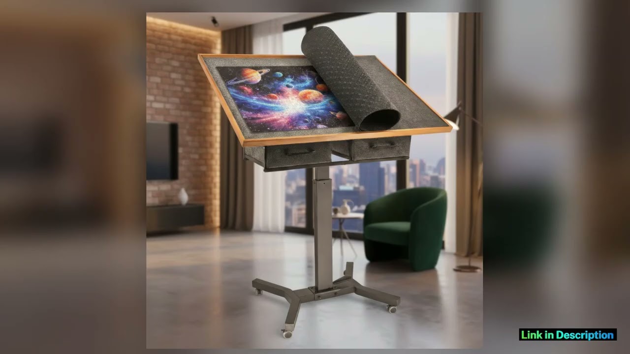 1500 Pieces Jigsaw Puzzle Table with Wheels and Drawers Adjustable Height Tilt Angle for Adults