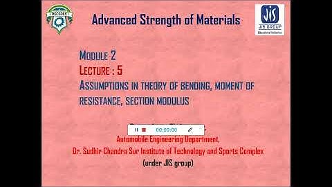 Lecture 5: Assumptions of theory of bending, Moment of resistance section modulus
