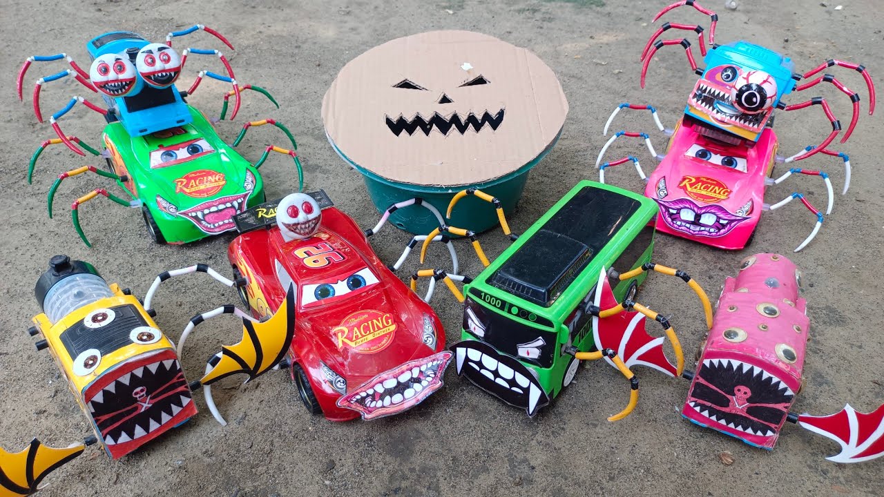 Sulap Merakit Mainan Mobil Balap, Lightning McQueen, Kereta Laba-laba Thomas and Friends, Tayo