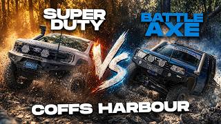 SUPER DUTY vs GU PATROL in COFFS! 35s Take on INSANE Tracks