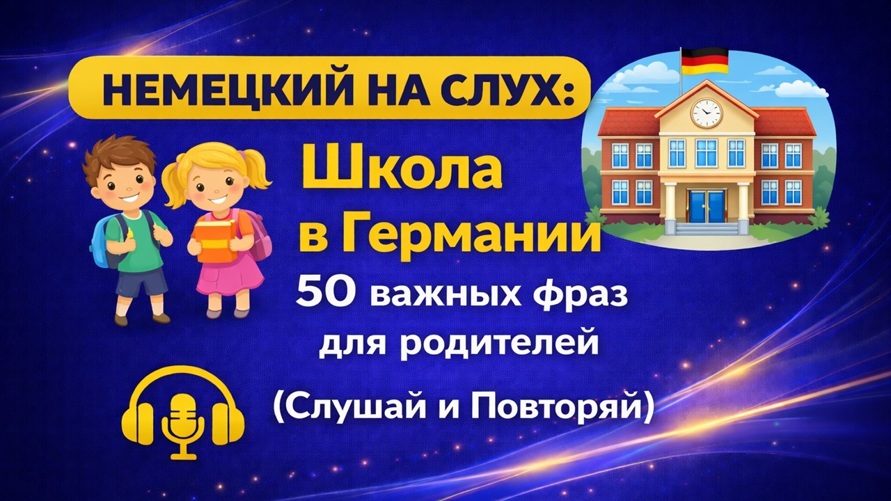 Школа в Германии 50 важных фраз для родителей. Немецкий на слух. Слушай и повторяй.