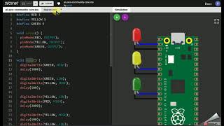 Online Raspberry Pi Pico Simulator - Learn - Create - Share - Traffic light simulator