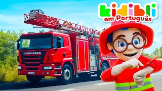 As crianças têm grandes caminhões de bombeiros | As crianças fingem brincar! ⛑ Kidibli