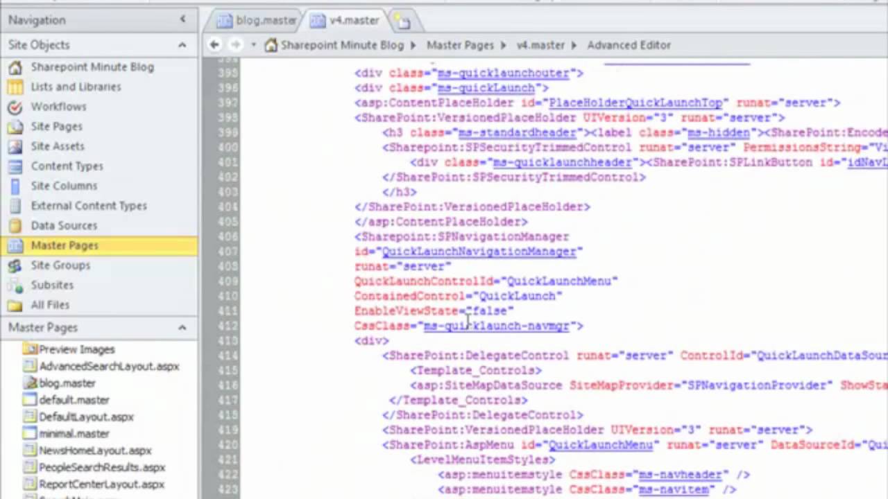 SharePoint 2010 MINUTE - Custom Master Page (2/10/2010-5) - YouTube